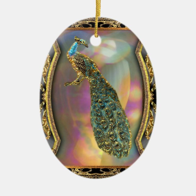Ornamento De Cerâmica Senhora Pavão (Frente)