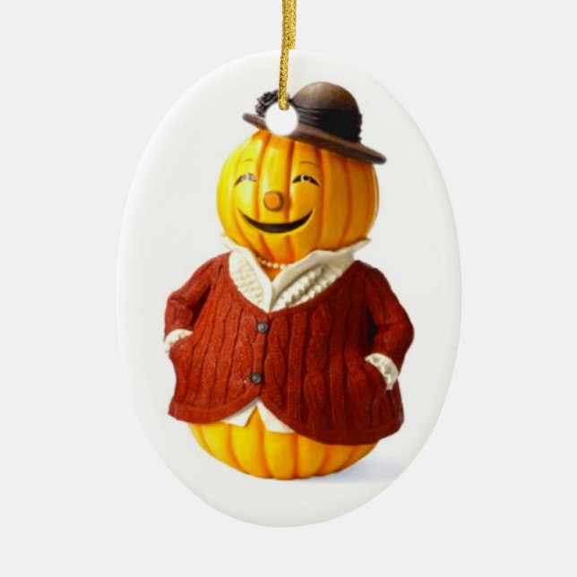 Ornamento De Cerâmica Senhora Pumpkin (Frente)