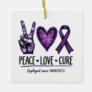 Ornamento De Cerâmica Sensibilização para o cancer esofágico Piece Roxo
