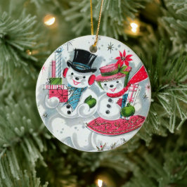 Ornamento De Cerâmica sentimentos de adição de casal de neve de natais v