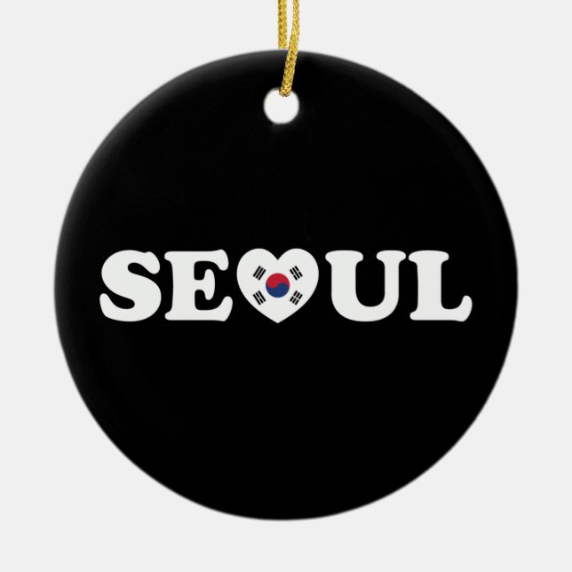 Ornamento De Cerâmica Seoul Love Heart Taegeukgi Flag (Frente)