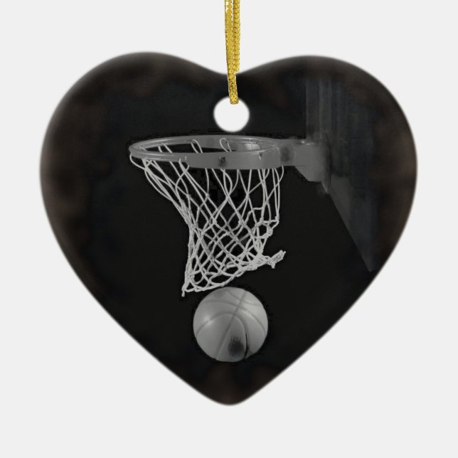 Ornamento De Cerâmica Sépia Basquete (Frente)