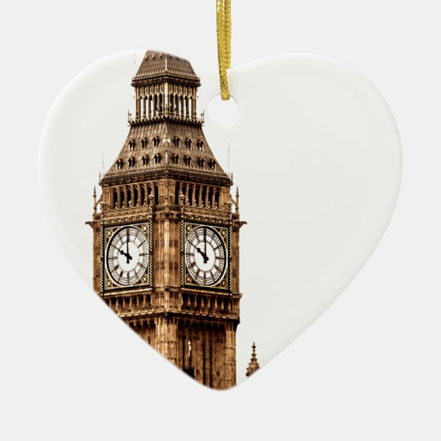 Ornamento De Cerâmica Sepia Big Ben Tower (Frente)
