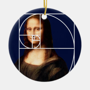 Ornamento De Cerâmica Sequência Fibonacci Leonardo da Vinci Mona Lisa