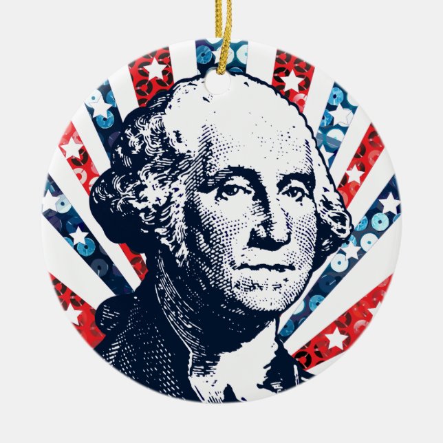 Ornamento De Cerâmica sequin george washington (Frente)