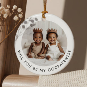 Ornamento De Cerâmica Serão Meus Padrinhos Proposta de Foto Meninos Gême