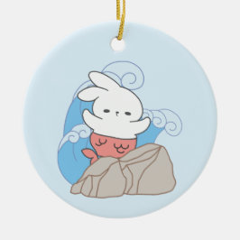 Ornamento De Cerâmica Sereia Bunny Acomoda Uma Abertura De Verão