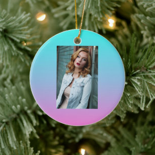 Ornamento De Cerâmica Sereia coloração gradiente rosa púrpura aqua ombre