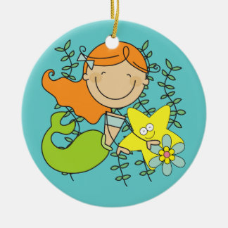 Ornamento De Cerâmica Sereia Redhead