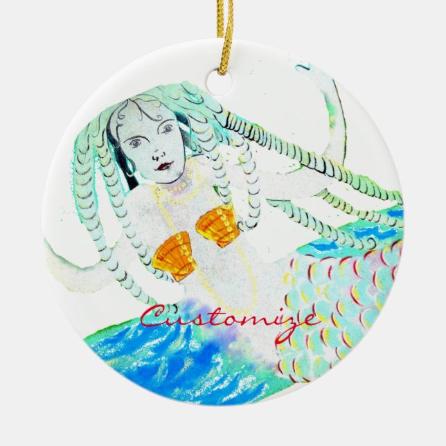 Ornamento De Cerâmica Sereias com Dreadlocks Thunder_Cove (Frente)