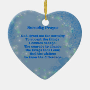 Ornamento De Cerâmica Serenity Prayer Blue Hearts Inspiration