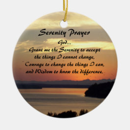Ornamento De Cerâmica Serenity Prayer Orange Seascape Foto Sunset
