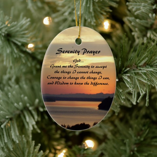 Ornamento De Cerâmica Serenity Prayer Orange Seascape Sunset (Árvore)