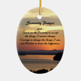 Ornamento De Cerâmica Serenity Prayer Orange Seascape Sunset