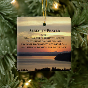 Ornamento De Cerâmica Serenity Prayer Orange Seascape Sunset