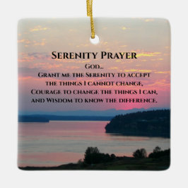 Ornamento De Cerâmica Serenity Prayer Pink Seascape Sunset