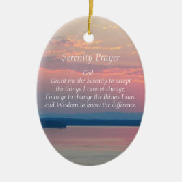 Ornamento De Cerâmica Serenity Prayer Pink Seascape Sunset