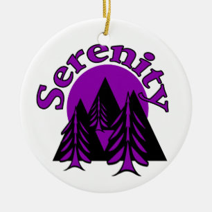 Ornamento De Cerâmica Serenity Quote Modern Black Purple Moon Trees