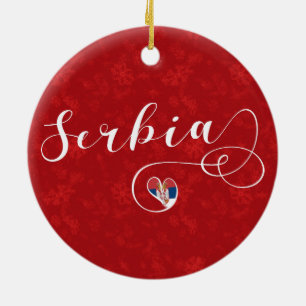 Ornamento De Cerâmica Sérvia Flag Heart, República Srbija