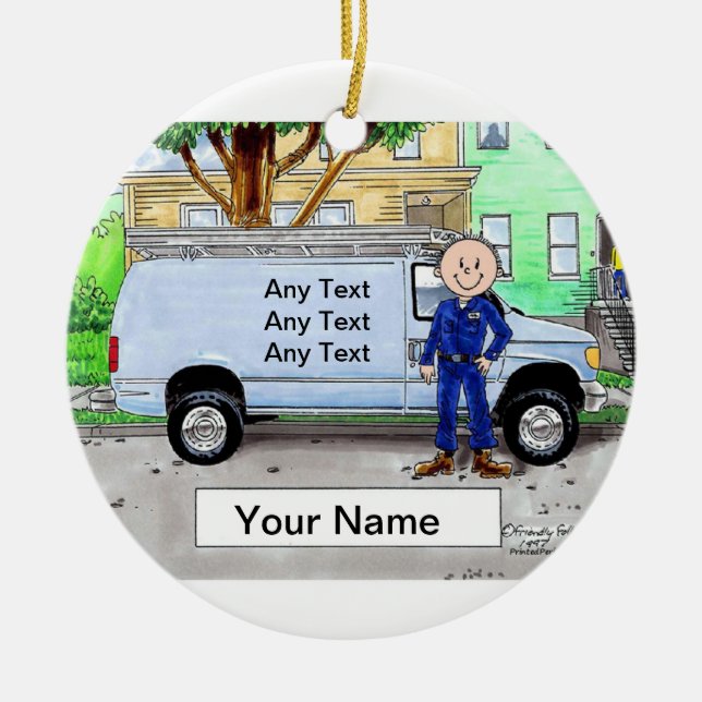 Ornamento De Cerâmica Service Van, Blue - Masculino (Frente)