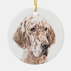 Ornamento De Cerâmica Setter Inglês Laranja Belton - Pintura de Cão
