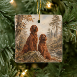 Ornamento De Cerâmica Setter Irlandês