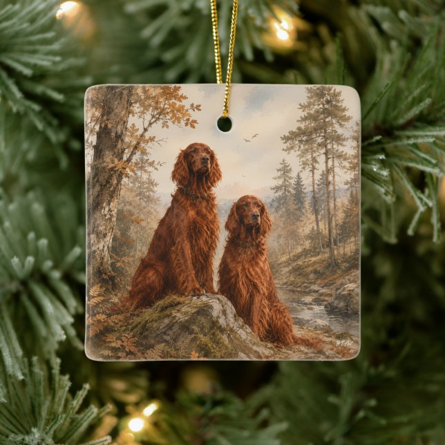 Ornamento De Cerâmica Setter Irlandês (Árvore)