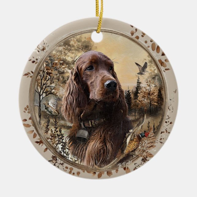 Ornamento De Cerâmica Setter Irlandês (Frente)