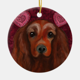Ornamento De Cerâmica Setter Irlandês Vermelho    