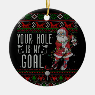 Ornamento De Cerâmica Seu Buraco Meus Papais noeis Goais Jogando Golf Fe