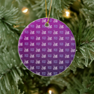 Ornamento De Cerâmica Seu logotipo 2 imagens carregadas ou logotipos d