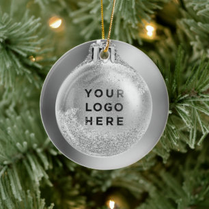 Ornamento De Cerâmica Seu logotipo empresarial em bola de Natal Person