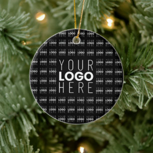 Ornamento De Cerâmica Seu logotipo ou imagem em padrão quadriculado com