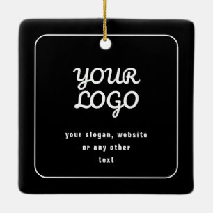 Ornamento De Cerâmica Seu Logotipo & Slogan ou outro texto Preto & Bra