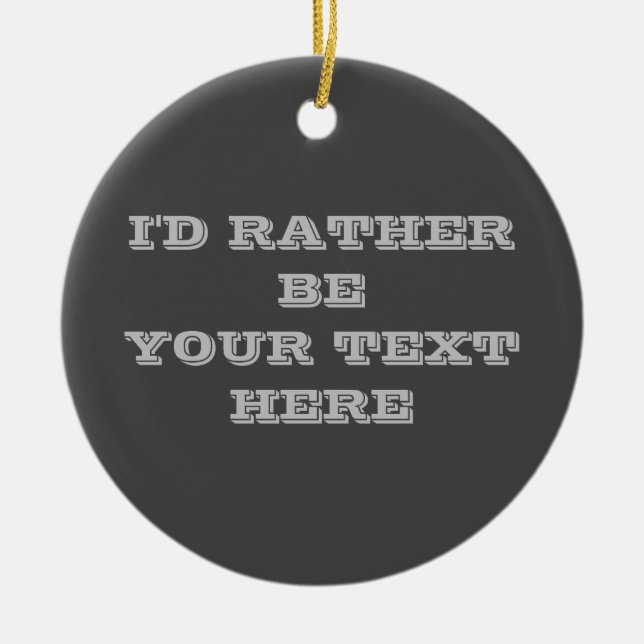 Ornamento De Cerâmica seu texto aqui ornou cinza escura (Frente)