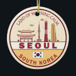 Ornamento De Cerâmica Seul, cidade da Coreia do Sul - Skyline Emblem<br><div class="desc">Design de arte colorida e minimalista de Seul,  com monumentos e marcos da cidade na Coreia do Sul.</div>