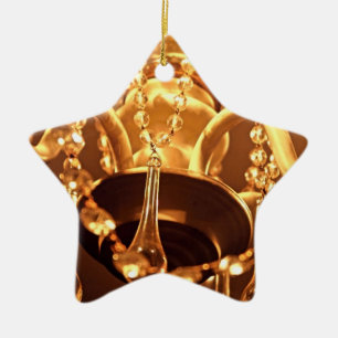 Ornamento De Cerâmica Shabby Chandelier Bling 1 MOVIMENTO ESTRELA Dourad