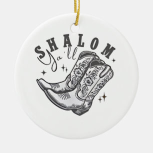 Ornamento De Cerâmica Shalom Y'all Cowboy judeu Hanukkah West