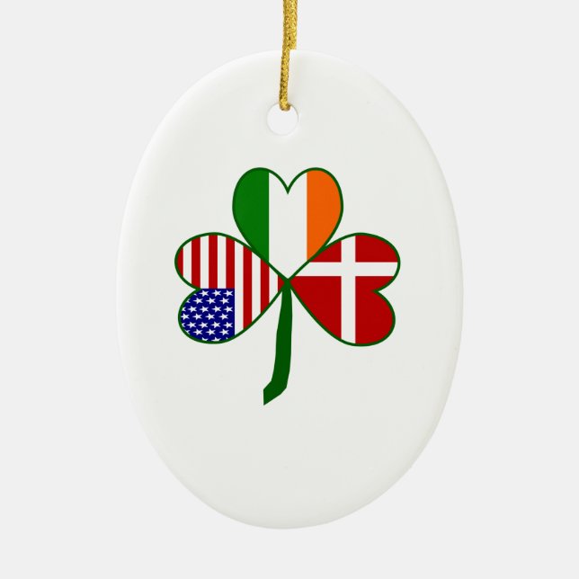 Ornamento De Cerâmica Shamrock Americano Dinamarquês (Frente)