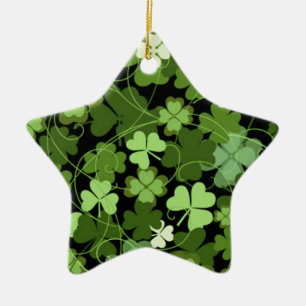 Ornamento De Cerâmica Shamrock irlandês verde
