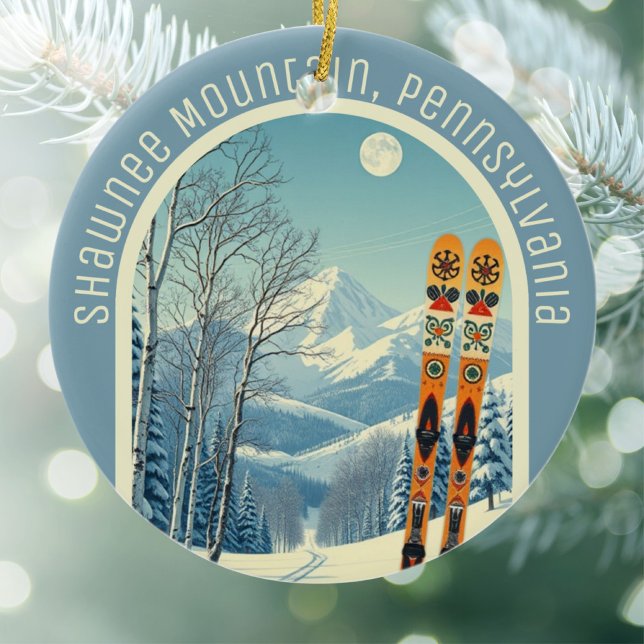 Ornamento De Cerâmica Shawnee Mountain Pennsylvania ski souvenir  (Criador carregado)