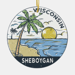 Ornamento De Cerâmica Sheboygan Wisconsin Vintage