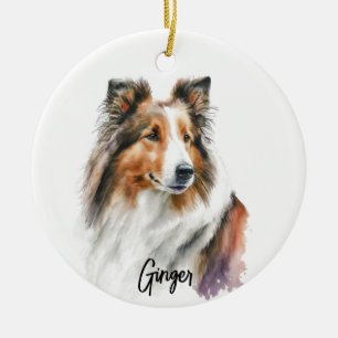 Ornamento De Cerâmica Sheltie Dog Breed Personalizado