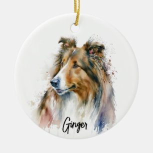 Ornamento De Cerâmica Sheltie Dog Breed Personalizado