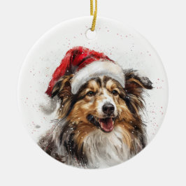 Ornamento De Cerâmica Sheltie Dog Christmas Personalized