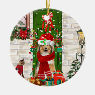 Ornamento De Cerâmica Sheltie Dog Natal