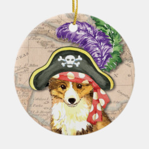 Ornamento De Cerâmica Sheltie Pirate