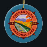 Ornamento De Cerâmica Shenandoah National Park Retro Compass Emblem<br><div class="desc">Vetor de Shenandoah trabalho de arte design. A Skyline Drive tem seu comprimento,  e uma vasta rede de trilhas inclui uma seção da trilha Appalachian de longa distância.</div>