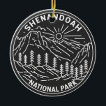Ornamento De Cerâmica Shenandoah National Park Virginia Monoline<br><div class="desc">Vetor de Shenandoah trabalho de arte design. A Skyline Drive tem seu comprimento,  e uma vasta rede de trilhas inclui uma seção da trilha Appalachian de longa distância.</div>