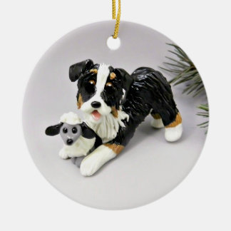 Ornamento De Cerâmica Shepherd Black e Tan Tricolor australiano